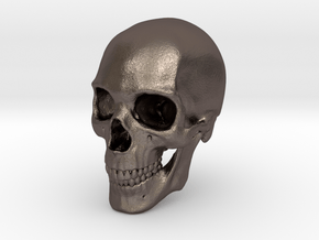 Human Skull 1:6 in Polished Bronzed-Silver Steel