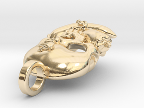 Fire Flame Hot Chili Pepper Skull  in 14K Yellow Gold