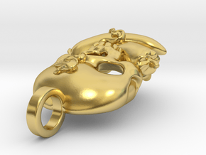 Fire Flame Hot Chili Pepper Skull  in Polished Brass