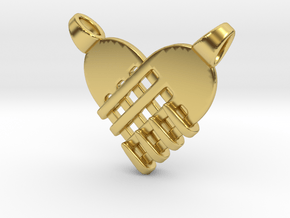 Fork's heart [pendant] in Polished Brass