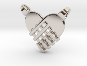 Fork's heart [pendant] in Rhodium Plated Brass