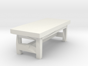 Miniature 1:48 Rustic Bench Short in White Natural Versatile Plastic