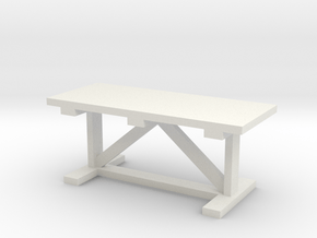 Miniature 1:48 Trestle Rustic Farm Table in White Natural Versatile Plastic