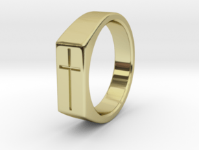 Cross Ring in 18k Gold Plated Brass: 8 / 56.75