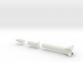 1/72  Scale Redstone Missile Components in White Natural Versatile Plastic