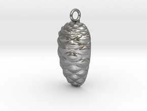 Pine Cone Pendant (Half) in Natural Silver