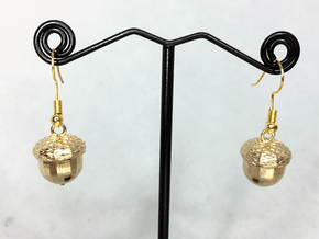 Acorn Earrings in Natural Brass