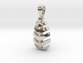 Striped egg [pendant] in Rhodium Plated Brass