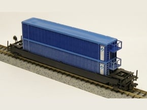 Trash Gondola Double Stack 48foot - Nscale in Smooth Fine Detail Plastic