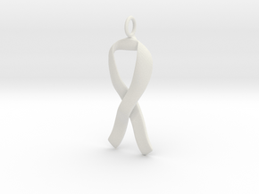 Ribbon Pendant Solid in White Natural Versatile Plastic