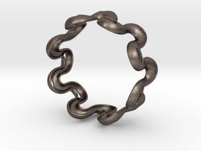 Wavy bracelet 2 - 75 in Polished Bronzed Silver Steel