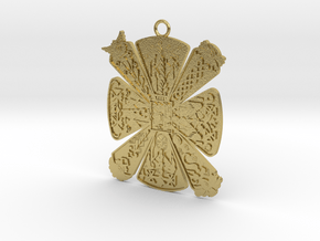 Cress Slavic amulet Pendant in Natural Brass