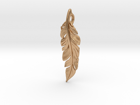 Feather Pendant in Natural Bronze