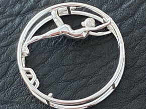 Wheel Gymnastics Pendant Pose 2 in Fine Detail Polished Silver