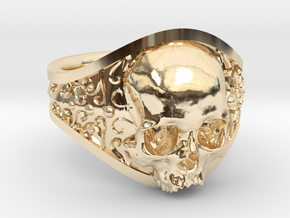 Elegant Gothic Skull Ring in 14K Yellow Gold: 8 / 56.75