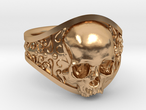 Elegant Gothic Skull Ring in Polished Bronze: 8 / 56.75
