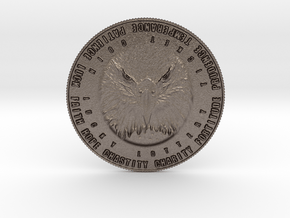 Eagle Head Coin of 9 Virtues Lucky Lottery Token in Polished Bronzed-Silver Steel