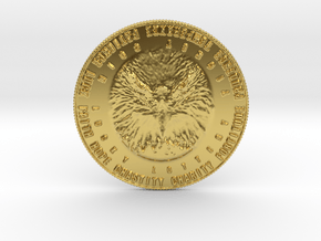 Eagle Head Coin of 9 Virtues Lucky Lottery Token in Polished Brass