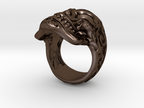 Skull Ring  in Polished Bronze Steel