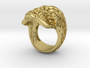 Skull Ring  in Natural Brass