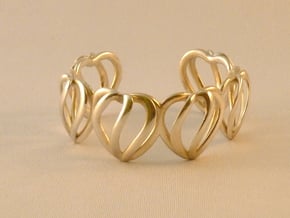 Heart Cage Bracelet (5 large hearts) in Polished Silver