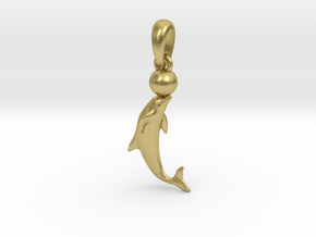 Dolphin Pendant in Natural Brass