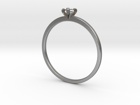 Plain Size 7 Ring - 3mm Gem - 4 prong - v5 in Natural Silver