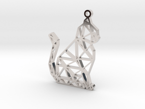 geometric cat pendant in Platinum