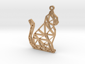geometric cat pendant in Natural Bronze