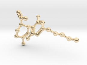 CBD Molecule Necklace Small in 14K Yellow Gold