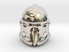 Neyo/Fordo/BARC Trooper Helmet | CCBS Scale in Rhodium Plated Brass