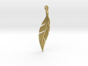 Feather Pendant in Natural Brass
