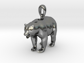 Bear pendant in Polished Silver