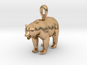 Bear pendant in Polished Bronze