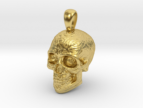 Skull Pendant in Polished Brass