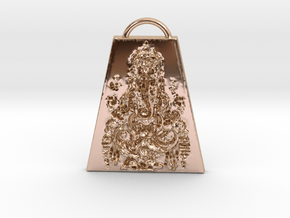 Lord Ganesha Amulet OM GUM GANAPATAYE NAMAHA in 14k Rose Gold Plated Brass