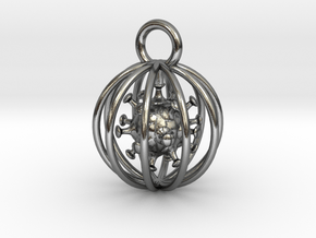 COVID Pendant Sphere in Polished Silver
