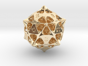 Alien Artefact D20 (Engraved Numbers) in 14k Gold Plated Brass