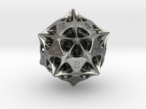 Alien Artefact D20 (Engraved Numbers) in Natural Silver