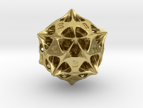 Alien Artefact D20 (Engraved Numbers) in Natural Brass