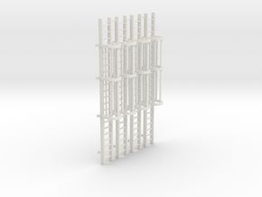 'HO Scale' - (4) 20' Caged Ladder in White Natural Versatile Plastic