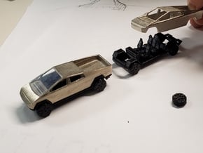 3inch cyber truck body only (see other parts for c in Polished Bronzed-Silver Steel