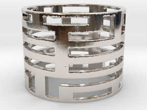 Bars ring in Rhodium Plated Brass: Large