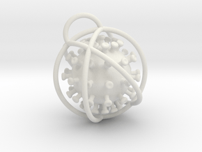 Coronavirus Pendant amulet in White Natural Versatile Plastic