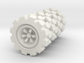 Wheel 4-Pack: 3x1,3 cm size in White Natural Versatile Plastic: 28mm