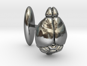 Mouse Brain Cufflink (L, 1:1, anatom. accurate) in Polished Silver