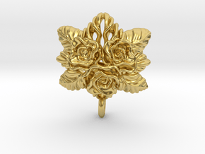 Rose Bouquet Flower Swedish floral Pendant  in Polished Brass