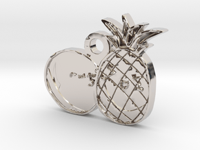 Love Fruits Carved Pedant in Rhodium Plated Brass