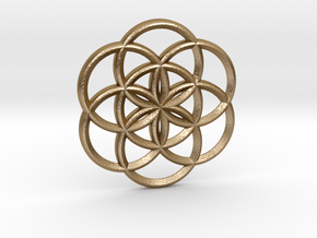 Seed of Life in Polished Gold Steel: Medium