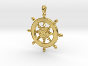 Pendant Captain's Wheel ship in Polished Brass